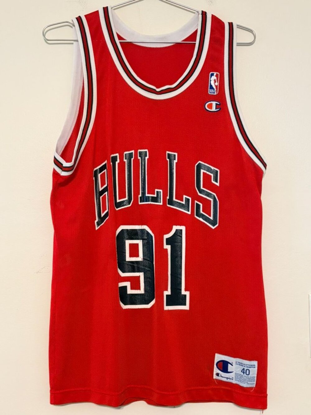 VTG 1990s Champion Chicago Bulls Dennis Rodman #91 Jersey Unisex Size 40